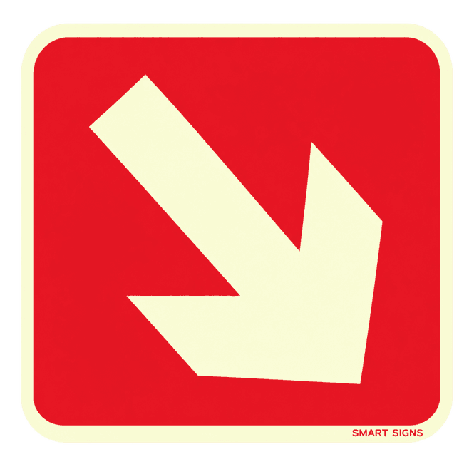 Huvudbild Brandskylt, pil diagonalt, PVC