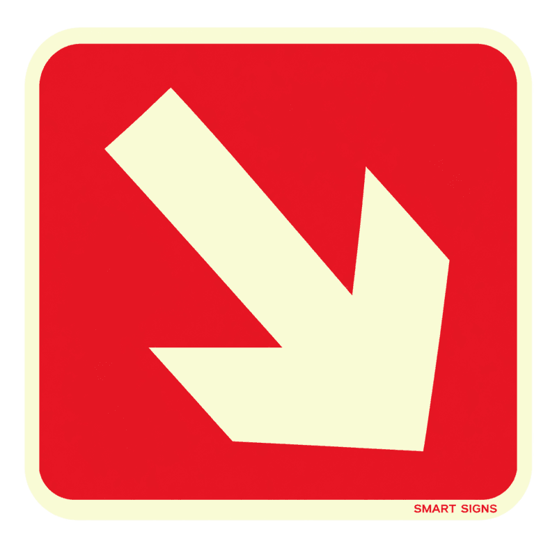 Brandskylt, pil diagonalt, PVC