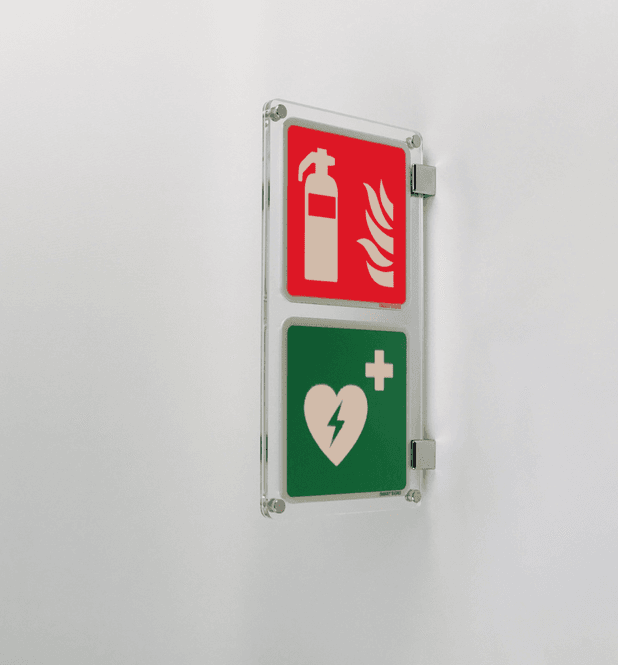 Huvudbild Brandsläckare/Defibrillator kombinerad, dubbel DESIGN