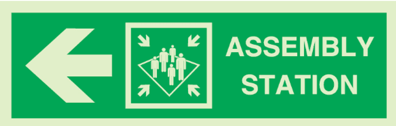 Assembly station with arrow left