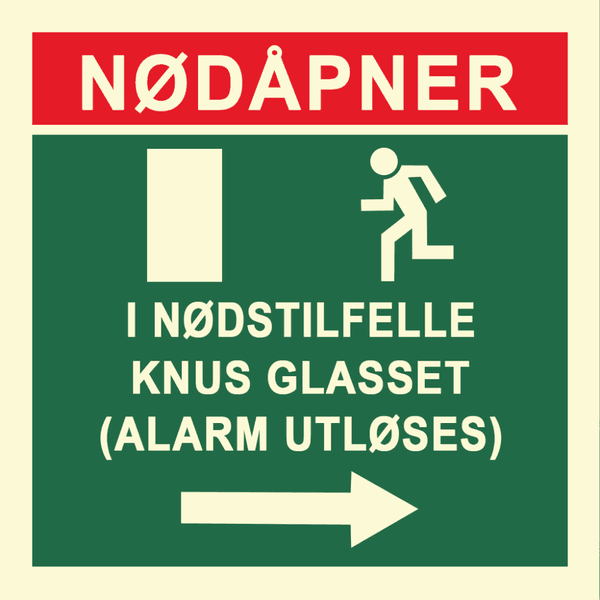 Nødåpner - Knus glasset i boks til høyre, Aluminium