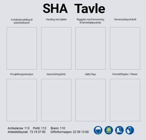 Hovedbilde SHA tavle - Akryl for montering p&aring; vegg